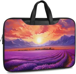 Lavender Field Purple Flower Sunset Laptop Sleeve Bag Protective Case Handbag With Shoulder Strap for Computer 10-17 Inch