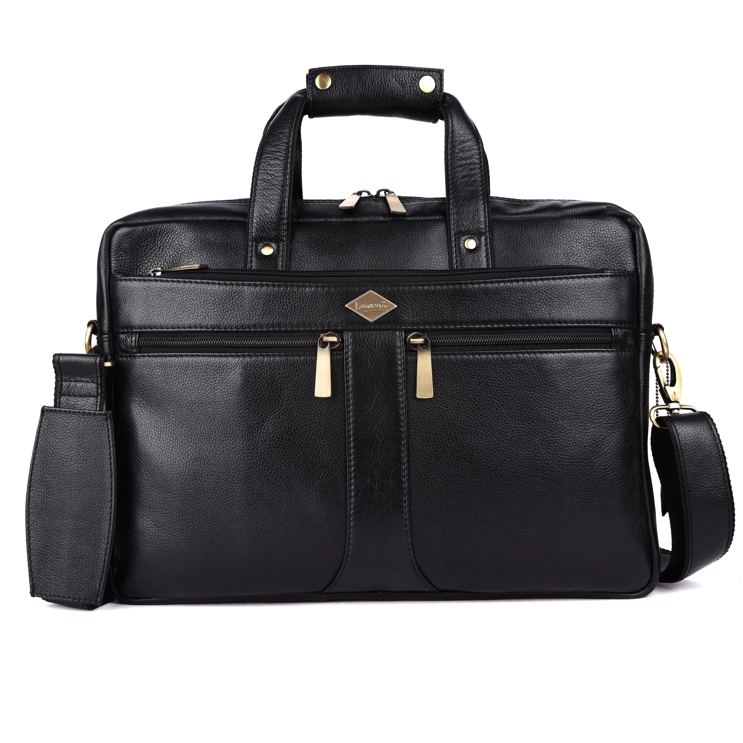 Laveri® Genuine Leather Laptop Messenger bag #2816 Black