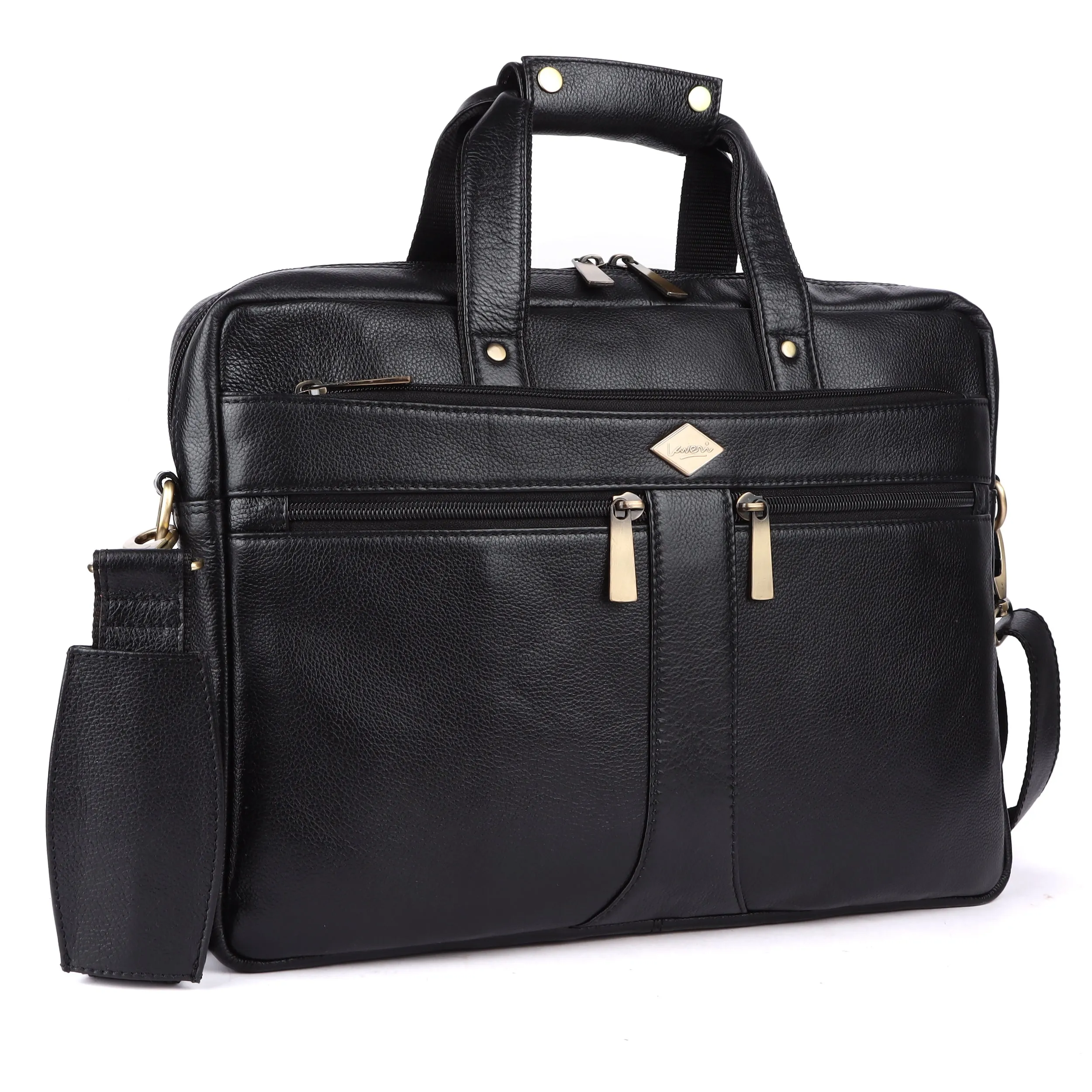 Laveri® Genuine Leather Laptop Messenger bag #2816 Black