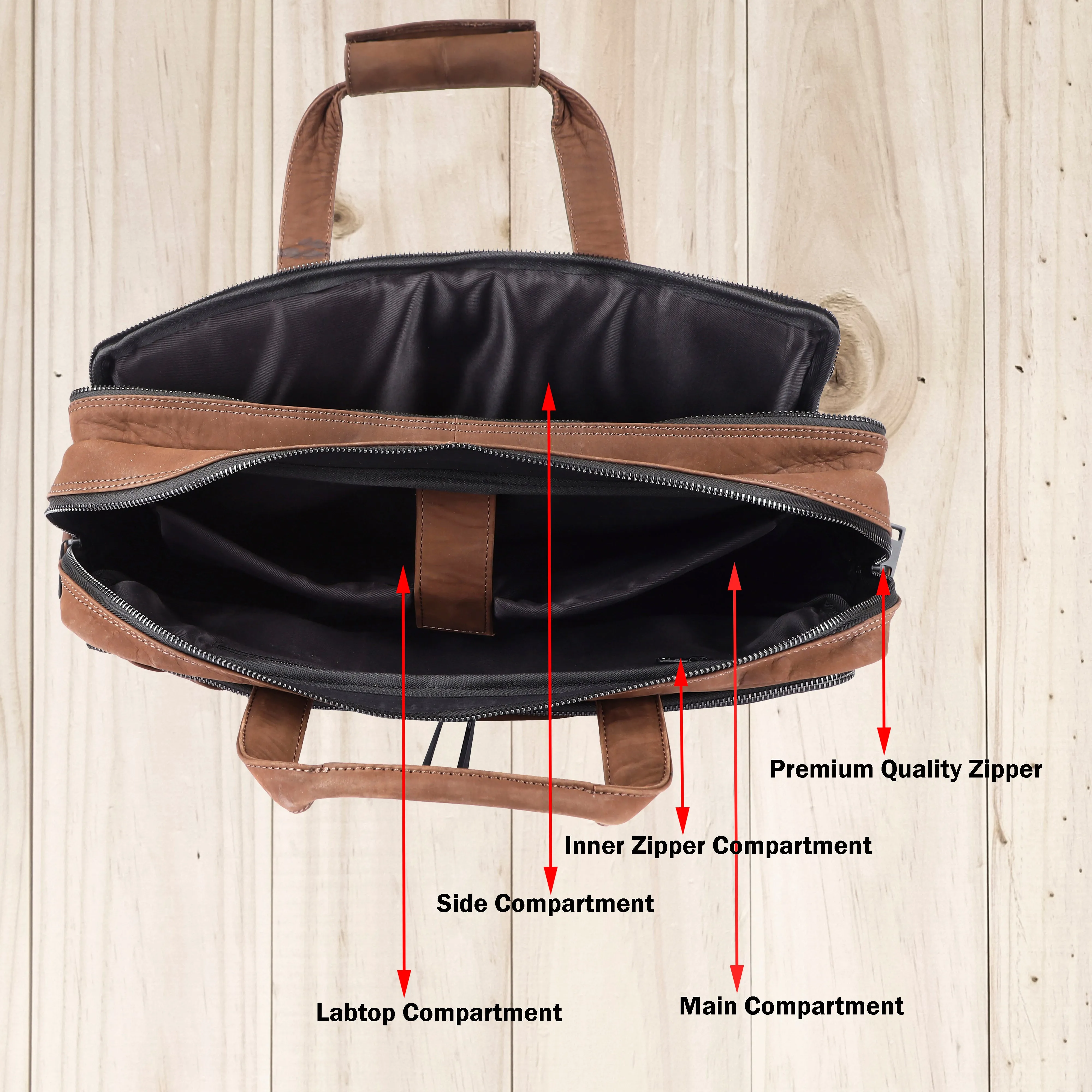 Laveri Genuine Leather Office Laptop Bag (BRN-HUNTER)
