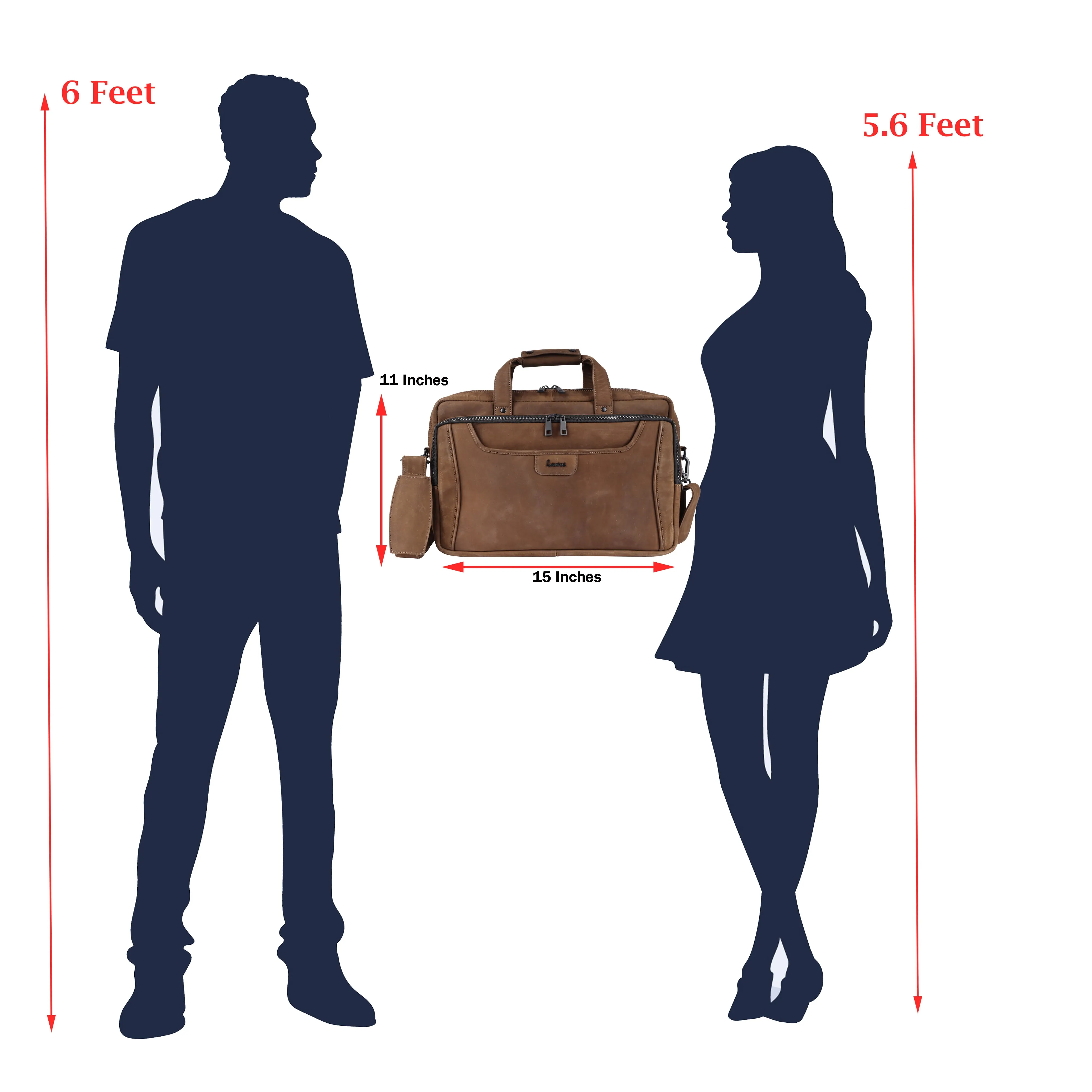 Laveri Genuine Leather Office Laptop Bag (BRN-HUNTER)