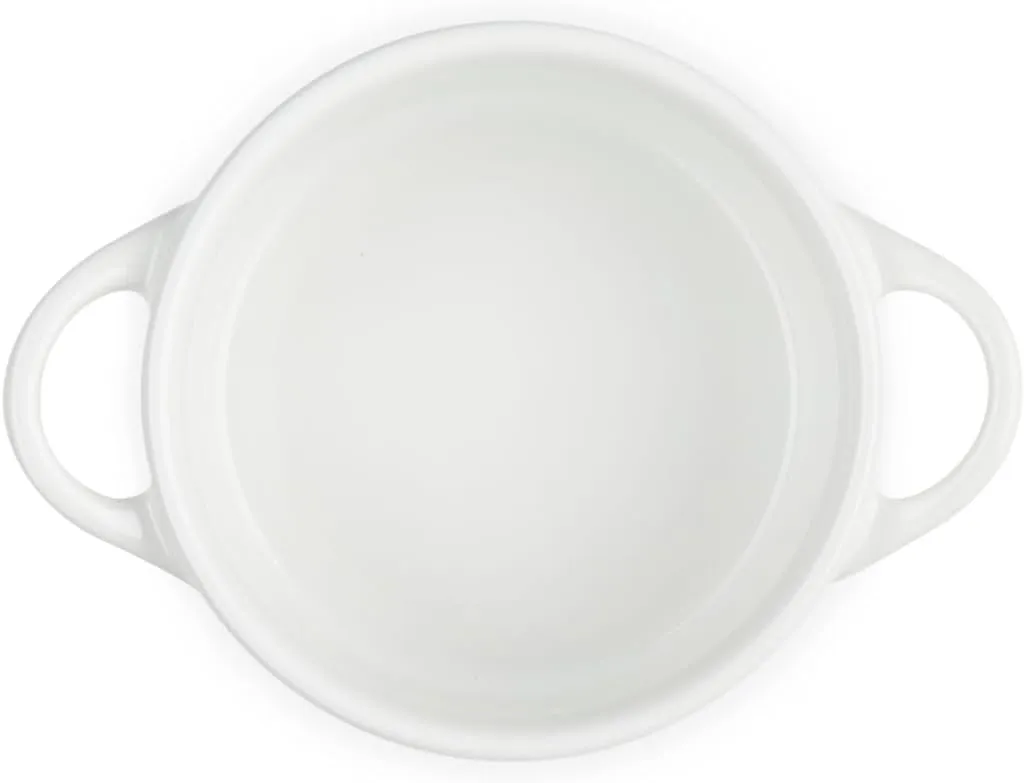 Le Creuset Stoneware Mini Round Cocotte, 8oz., White with Gold Heart Knob