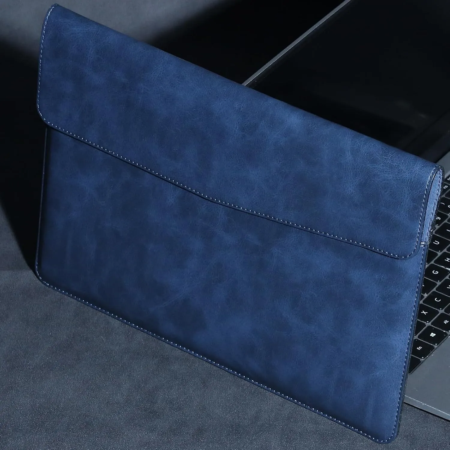 Leather Laptop Sleeve for MacBook Pro 16 Inch M3 M2 Laptop Case,Slim and Durable Waterproof Protective Bag for 15-16 Inch Notebook Computer Cover,Blue