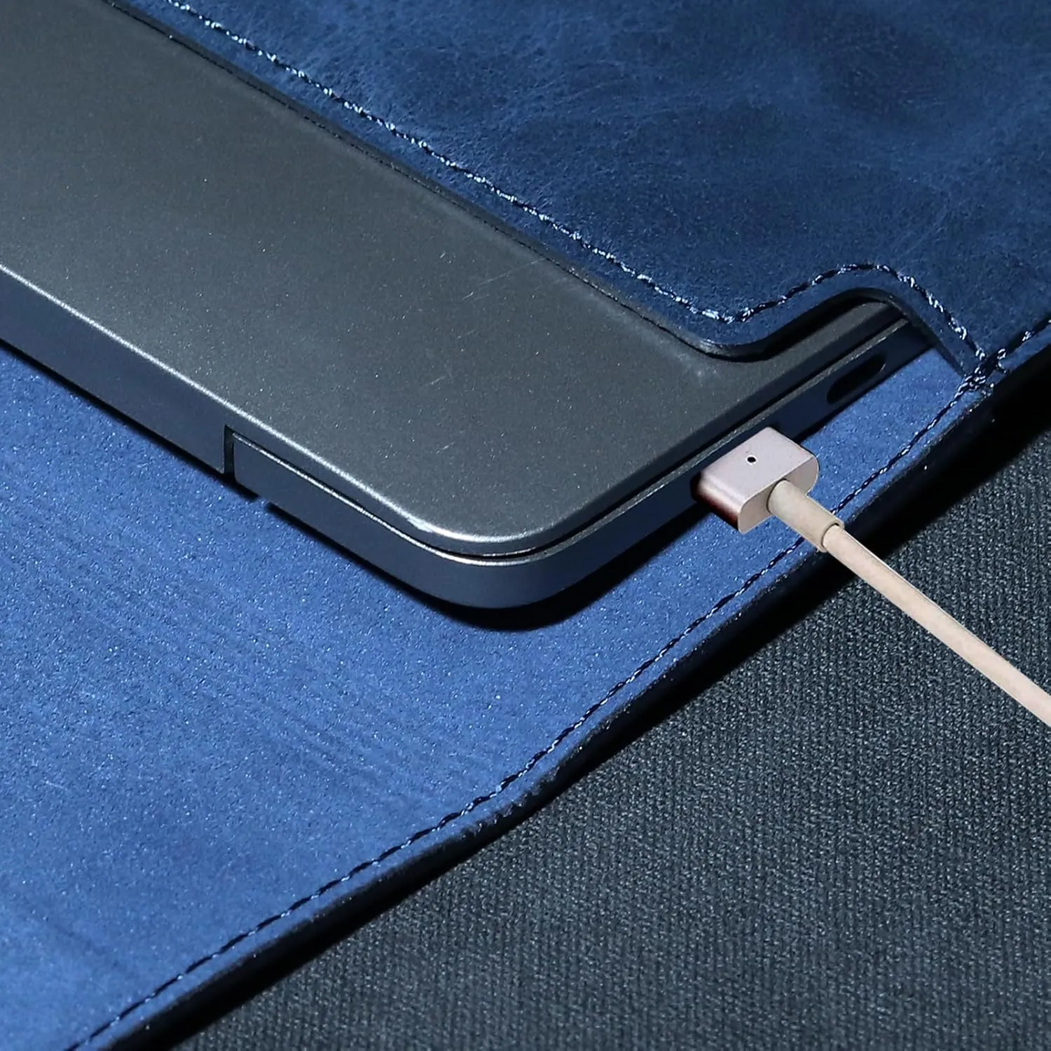 Leather Laptop Sleeve for MacBook Pro 16 Inch M3 M2 Laptop Case,Slim and Durable Waterproof Protective Bag for 15-16 Inch Notebook Computer Cover,Blue