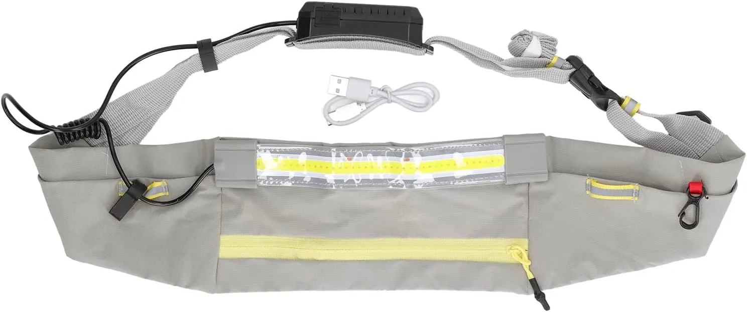LED Breathable COB Belt Light for Night Hiking Fishing Water Prevent Running Waist Bag Light