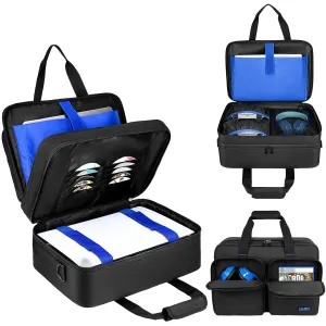 LEFOR·Z Carrying Case Compatible with PS5/PS5 Pro/PS4,17 Pockets Travel Storage Bag Fits for Playstation 5 Console/PS5 Digital Edition,Controller,Monitor,15.6”Laptop,Game Discs,Charger & Accessories