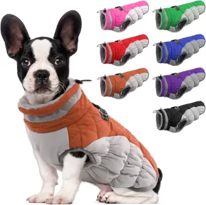 Lelepet Dog Jacket with Harness Built in - Small, Waterproof, Windproof, Reflective, Fleece Vest with Turtleneck & Zipper - Coats for Large Dogs in Cold Weather, Brown, S