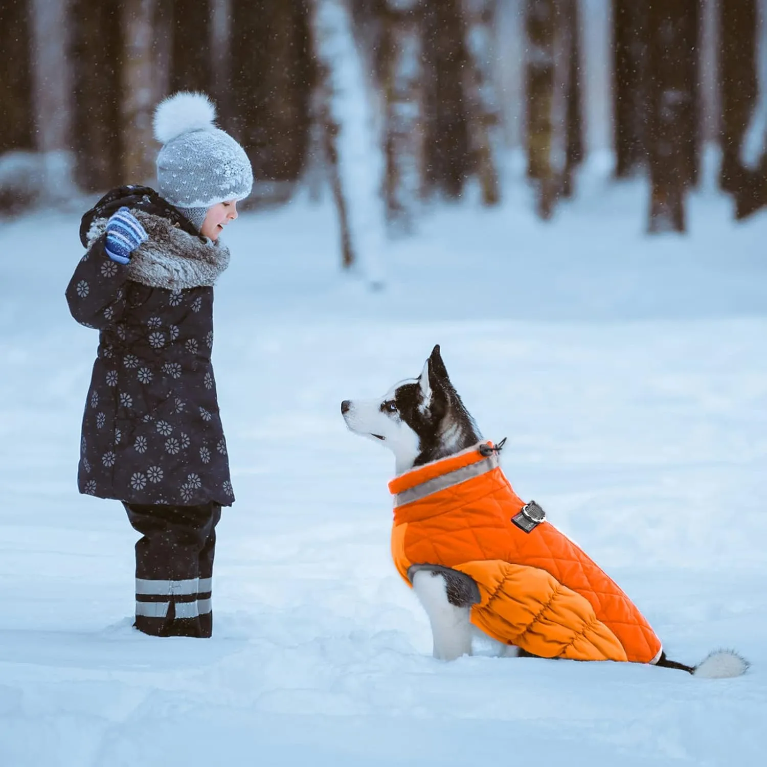 Lelepet Dog Jacket with Harness Built in, Waterproof, Windproof, Reflective Fleece Vest with Turtleneck & Zipper - Coats for Small Dogs in Cold Weather, Blaze Orange, S