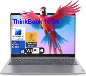 Lenovo ThinkBook 16 G6 16" FHD  Business Laptop Computer, 13th Gen Intel Octa-Core i5-13420H (Beat i7-1355U), 16GB DDR5 RAM, 512GB PCIe SSD, WiFi 6, BT 5.2, Fingerprint Reader, Windows 11 Pro, AZ-XUT