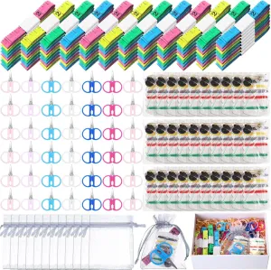 Leyndo 384 Pcs Child Box Travel Sewing Kits Mini Sewing Kit Portable Sewing Kit Small Sewing Kit Travel Size with Tape Measure Scissors Bulk Emergency Kit for Repairing Home Hotel Necessities