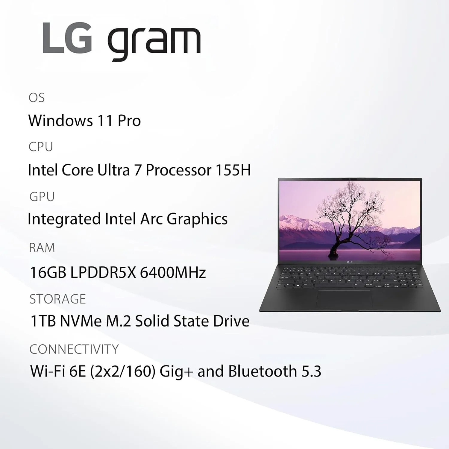 LG gram 15 Business Laptop, 15.6" FHD IPS Touchscreen, 16-Core Intel Ultra 7 155H, 16 GB RAM, 2 TB SSD, Intel Arc Graphics, Backlit KB, Wi-Fi 6E, Win11 Pro & Office Pro Lifetime License,Patented Mouse