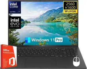 LG Gram 16 Lightweight Business Laptop, 16" WQXGA Touchscreen, Office, Intel Evo Edition Ultra 7-155H, 32 GB RAM, 2 TB SSD, Intel ARC GPU, Backlit KB, 4 Thunderbolt, Wi-Fi 6E, Windows 11 Pro