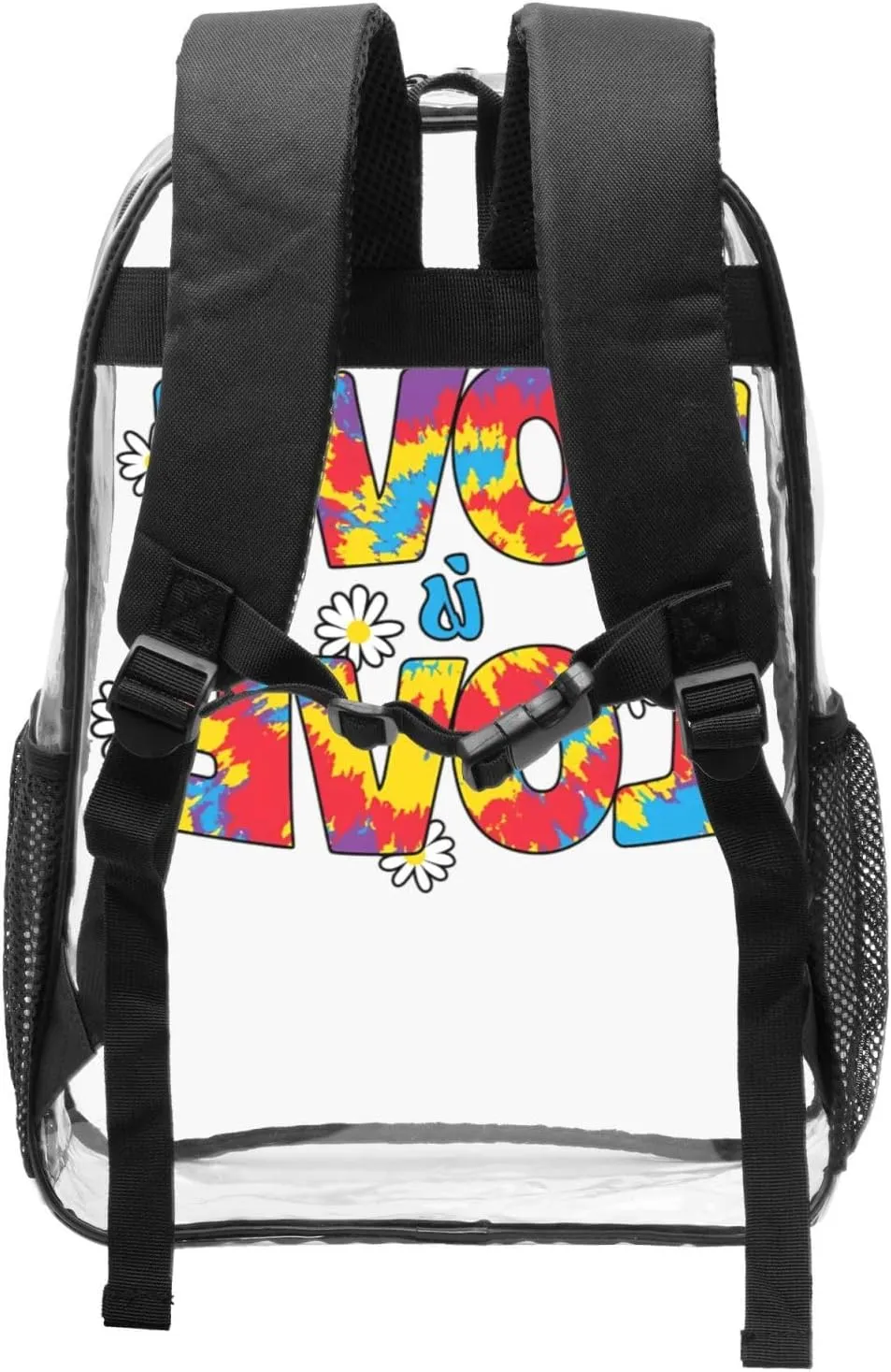 LGBT Pride Rainbow Gay Love Is Love Colorful 16 Inch Clear PVC Backpacks Transparent Backpack Multipurpose Double Shoulder Bag for Men Women Gifts