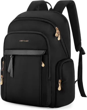 LIGHT FLIGHT Laptop Backpack for Women, 15.6 Inch Work Bag Business Backpack with laptop compartment, Water Resistant Travel Bags Casual Daypacks for College, Large Capacity Backpacks for Travel-Black