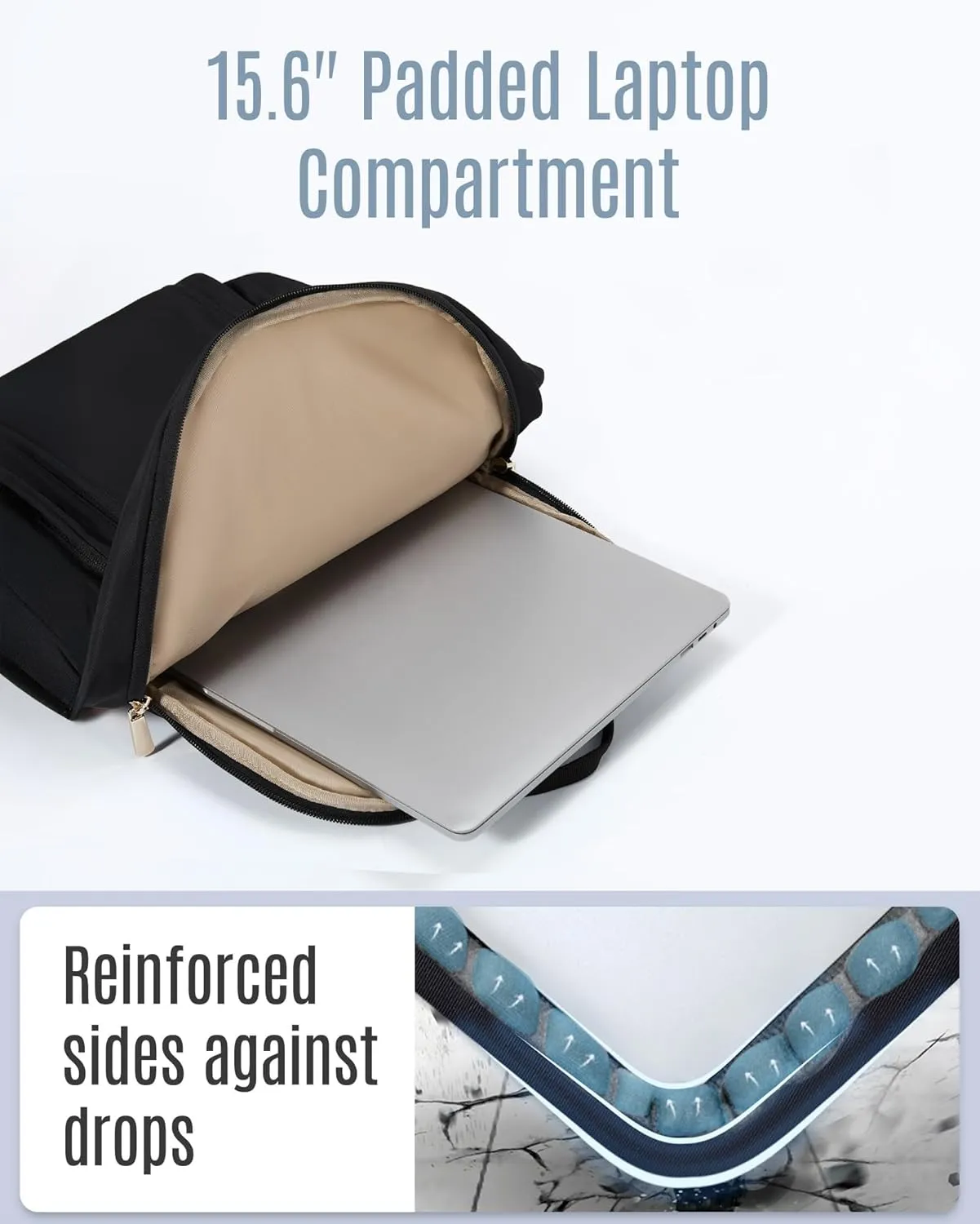 LIGHT FLIGHT Laptop Backpack for Women, 15.6 Inch Work Bag Business Backpack with laptop compartment, Water Resistant Travel Bags Casual Daypacks for College, Large Capacity Backpacks for Travel-Black