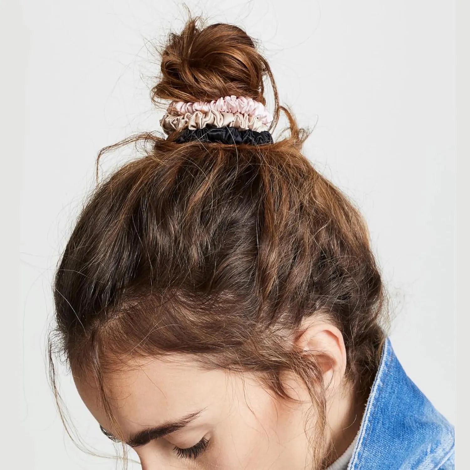 LILYSILK 9 Pack 100 Real Mulberry Silk Scrunchies Black for Women Mini- Colorful Hair Bow Ties- Girls- Unique Bobble Elastics Hair Scrunchy- Soft Cute