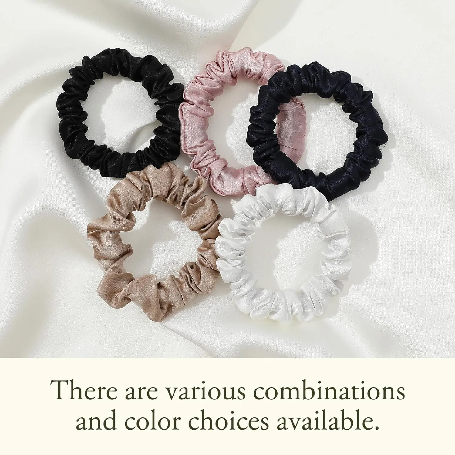 LILYSILK 9 Pack 100 Real Mulberry Silk Scrunchies Black for Women Mini- Colorful Hair Bow Ties- Girls- Unique Bobble Elastics Hair Scrunchy- Soft Cute