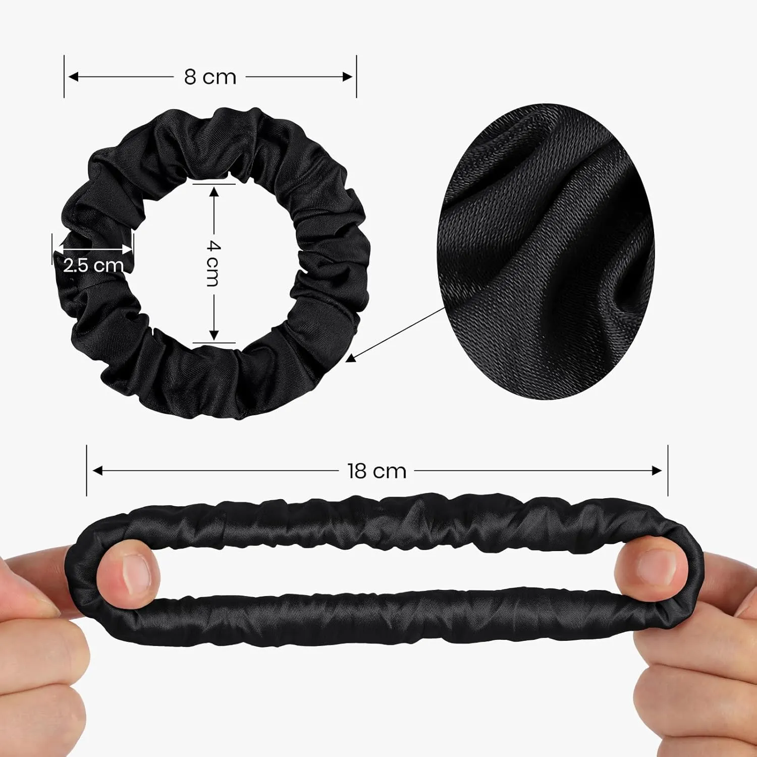 LILYSILK 9 Pack 100 Real Mulberry Silk Scrunchies Black for Women Mini- Colorful Hair Bow Ties- Girls- Unique Bobble Elastics Hair Scrunchy- Soft Cute