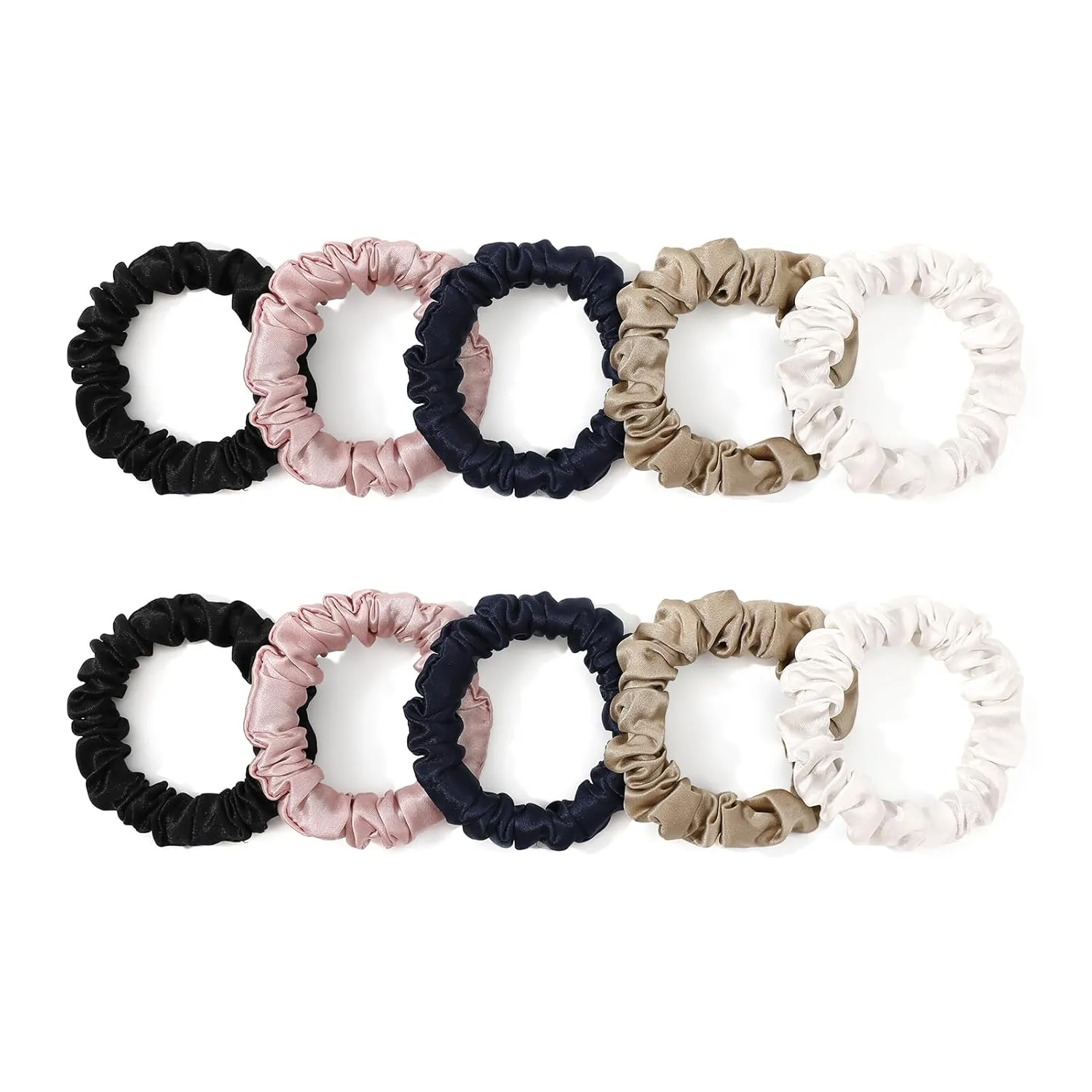 LILYSILK Pure Silk Scrunchies for Women Colorful Hair Bow Ties- Girls- Unique Bobble Elastics Hair Scrunchy- Soft Cute (10pc-Mini)