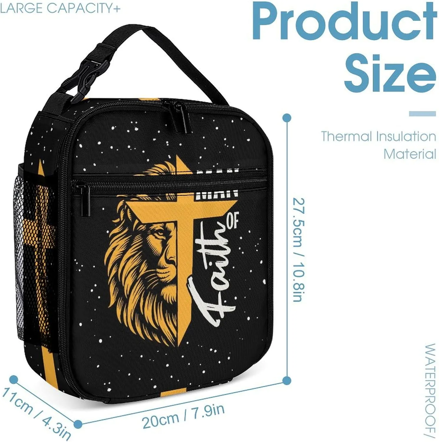 Lion Backpack with Lunch Box & Pencil Case, 16 Inch Cute Lions Themed Bookbag, Adjustable Lightweight Large Capacity, Colorful Daily Casual Backpacks Set with Lunch Bag