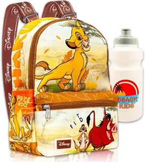 Lion King Mini Backpack for Kids Set - Bundle with 13” Simba Backpack with Front Pocket and Water Bottle | Disney Lion King Backpack Purse