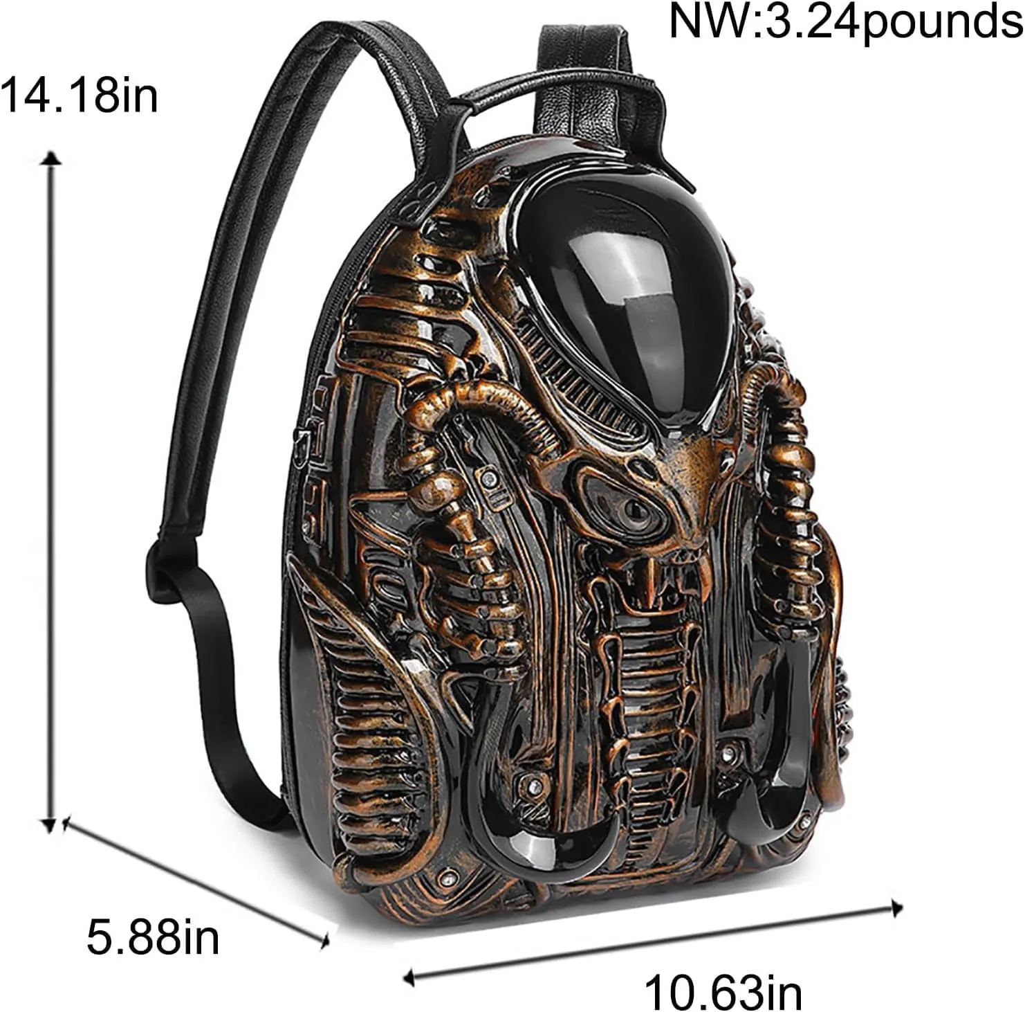 LipSki 3D Xenomorph Shaped Backpack, Steam Punk for Men or Women Y2K Personality Travel Handbag PVC Unique Novelty Alien Purse (red)