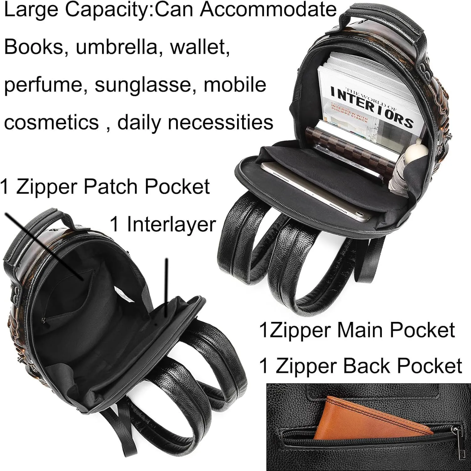 LipSki 3D Xenomorph Shaped Backpack, Steam Punk for Men or Women Y2K Personality Travel Handbag PVC Unique Novelty Alien Purse (red)