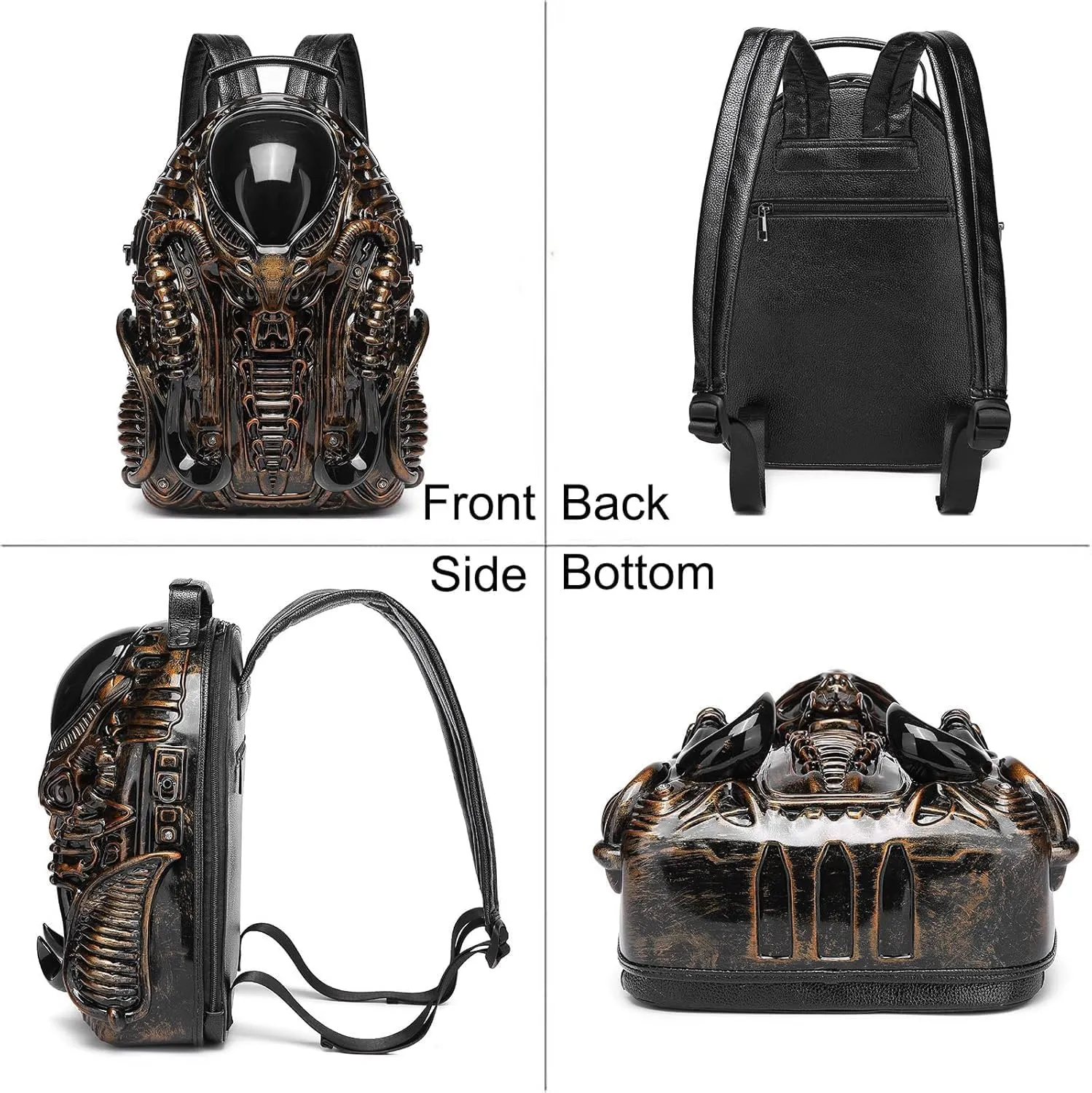 LipSki 3D Xenomorph Shaped Backpack, Steam Punk for Men or Women Y2K Personality Travel Handbag PVC Unique Novelty Alien Purse (red)
