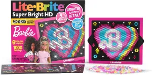 Lite Brite Super Bright HD, Barbie Edition - Creative Retro Light-Up Screen – Educational Play for Children, Enhances Creativity, Gift for Girls and Boys Ages 6 