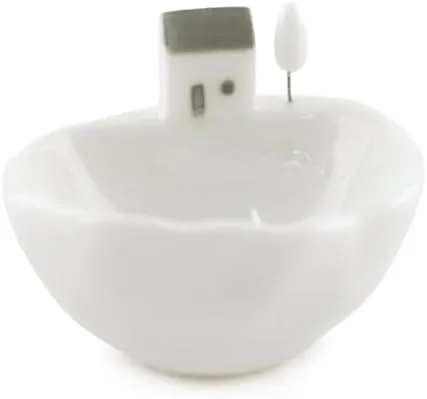 Little Houses on the Bowl Decorative Mini Home Storage Dish - House & steps