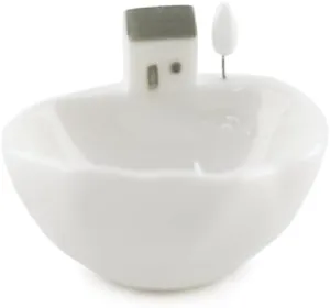 Little Houses on the Bowl Decorative Mini Home Storage Dish - House & steps
