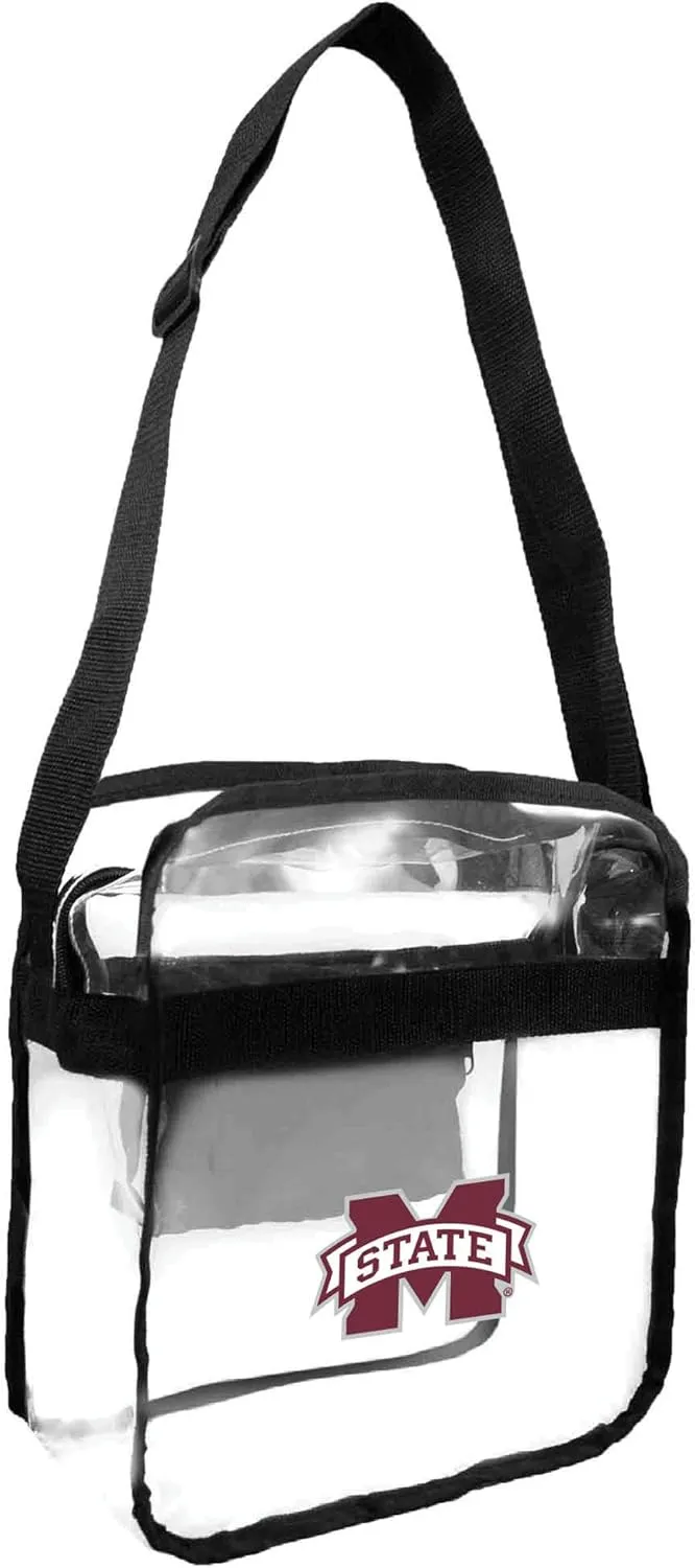 Littlearth NCAA Mississippi State Bulldogs Clear Crossbody Carryall, Team Color, 12" x 12" x 6"