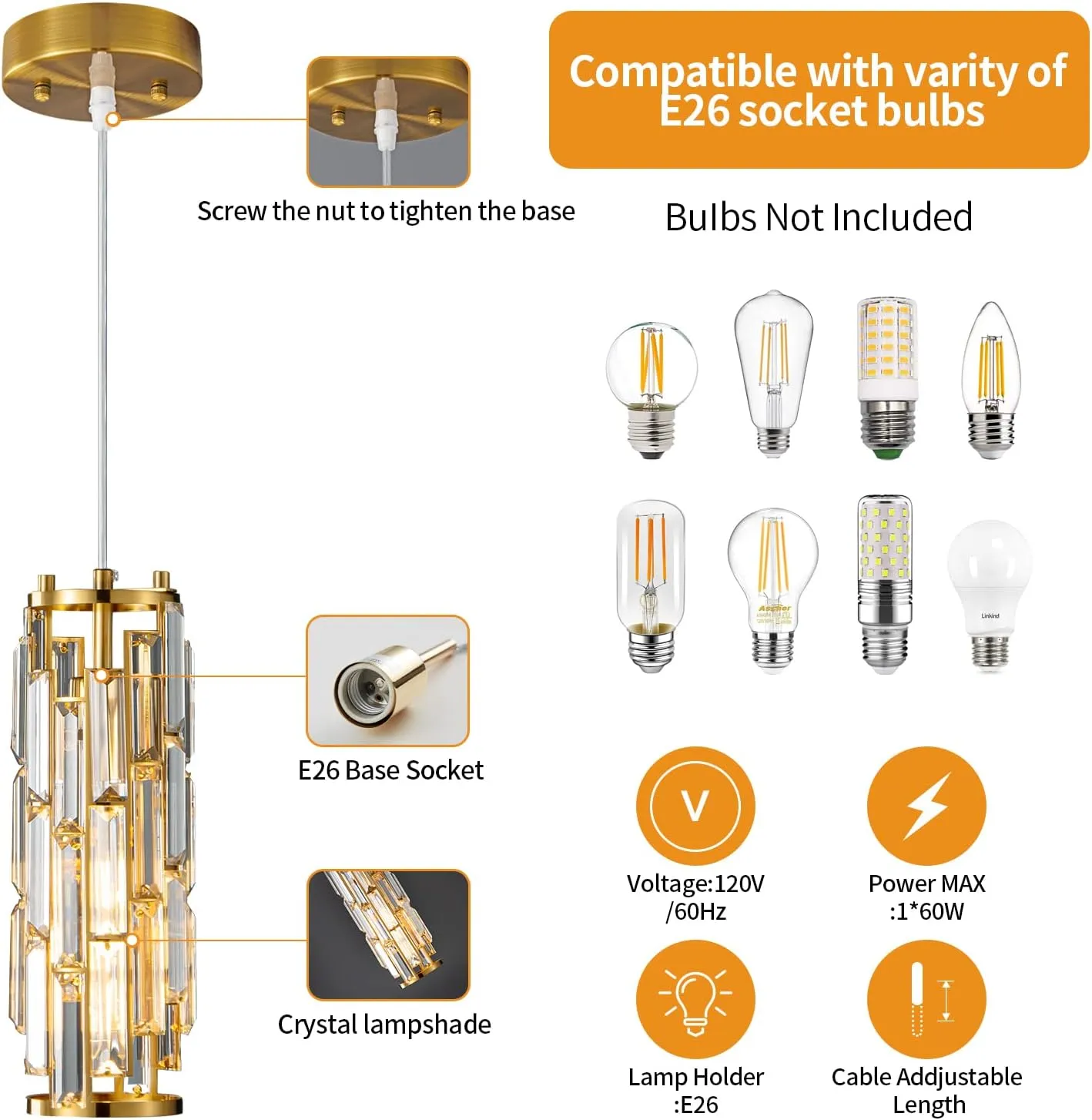 LMQNINE Pendant Lights Modern Gold Pendant Light Mini Crystal Chandelier Pendant Lighting for Kitchen Island Dinning Room Bedroom Kitchen Sink Lighting (Gold 3-Pack)