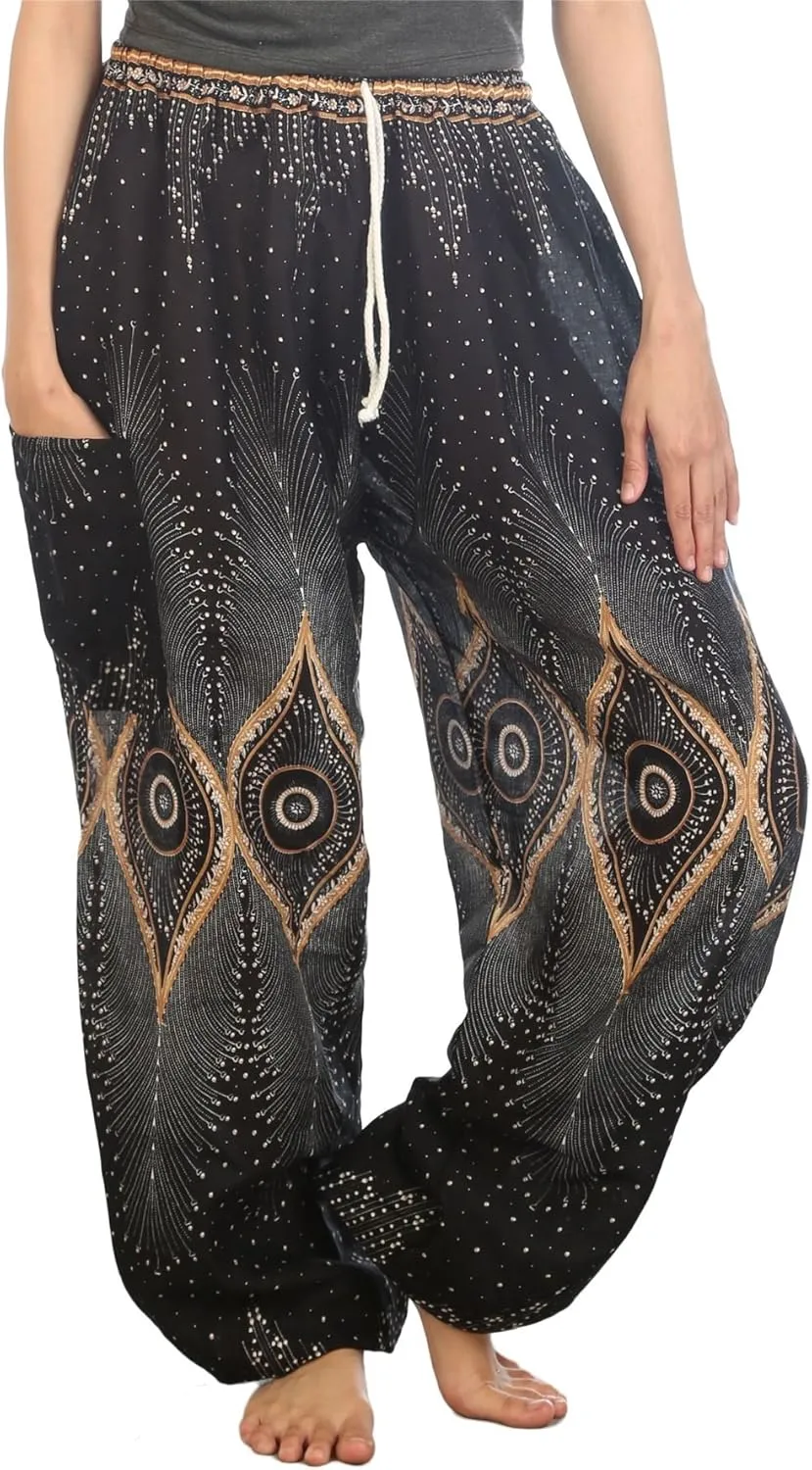 LOFBAZ Harem Pants for Women S-4XL Plus Yoga Boho Hippie Beach Travel Lounge PJs