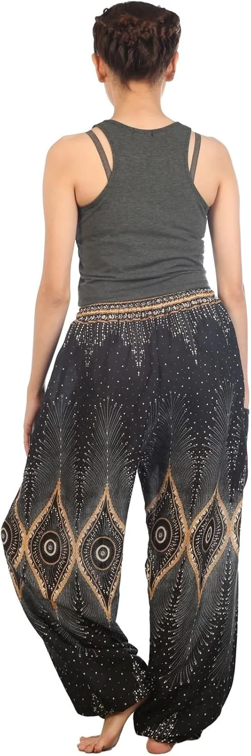 LOFBAZ Harem Pants for Women S-4XL Plus Yoga Boho Hippie Beach Travel Lounge PJs