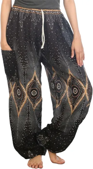 LOFBAZ Harem Pants for Women S-4XL Plus Yoga Boho Hippie Beach Travel Lounge PJs