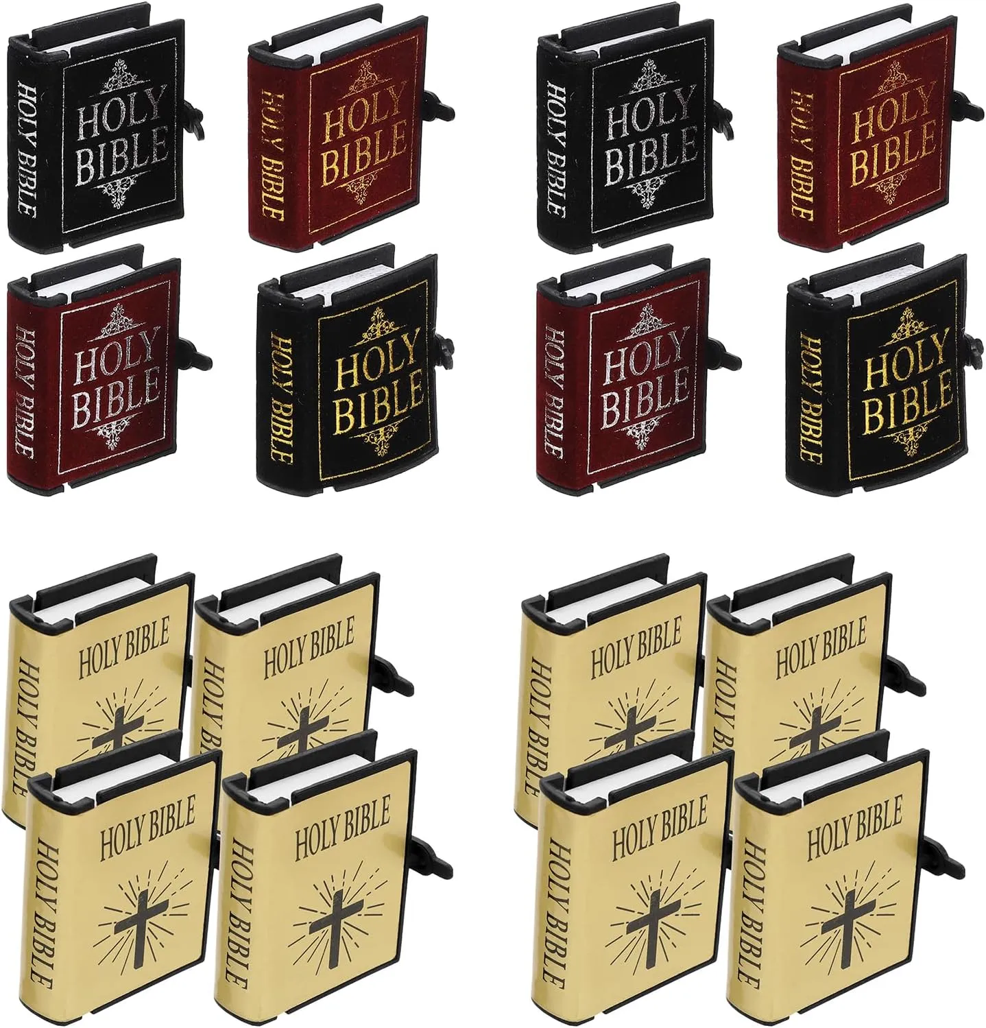 LOGOFUN 24pcs Mini Bible Pocket Book 1:12 Scale Miniatures Dollhouse Books Tiny Books for Dollhouse Bookshelf Library Furniture Accessories