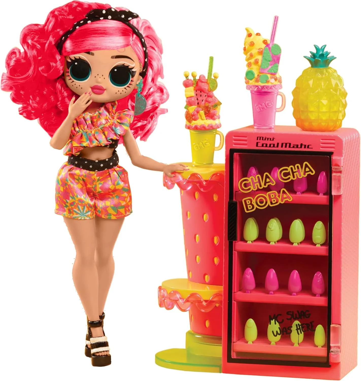 LOL Surprise OMG Sweet Nails – Pinky Pops Fruit Shop with 15 Surprises, Including Real Nail Polish, Press On Nails, Sticker Sheets, Glitter, 1 Fashion Doll, and More! – Great Gift for Kids Ages 4 