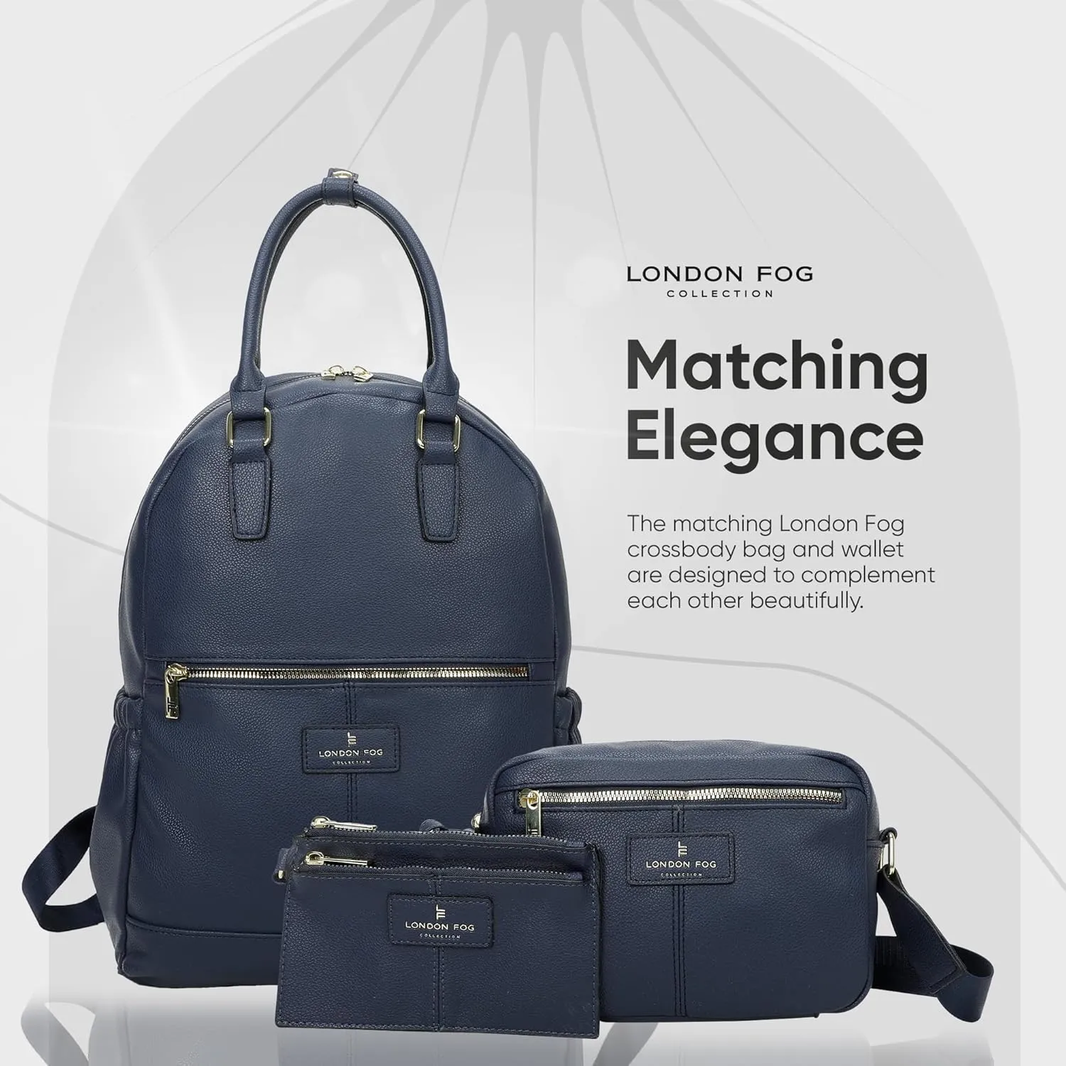 LONDON FOG - Backpack | Travel Backpack for Women | Purse | Laptop Backpack | Crossbody Bag and Wallet Set | Set of 3