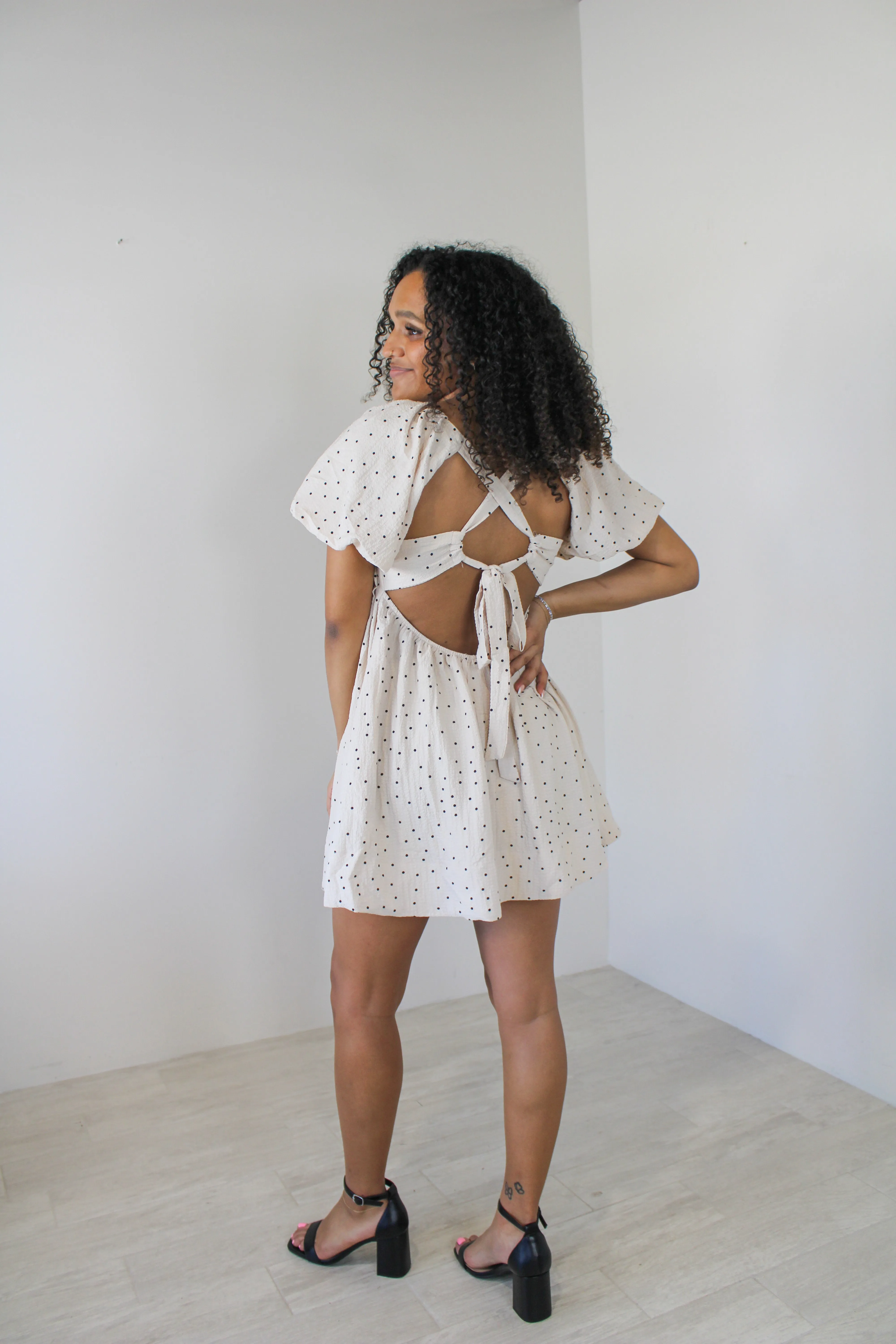 Look Back Charming Polka Dot Dress