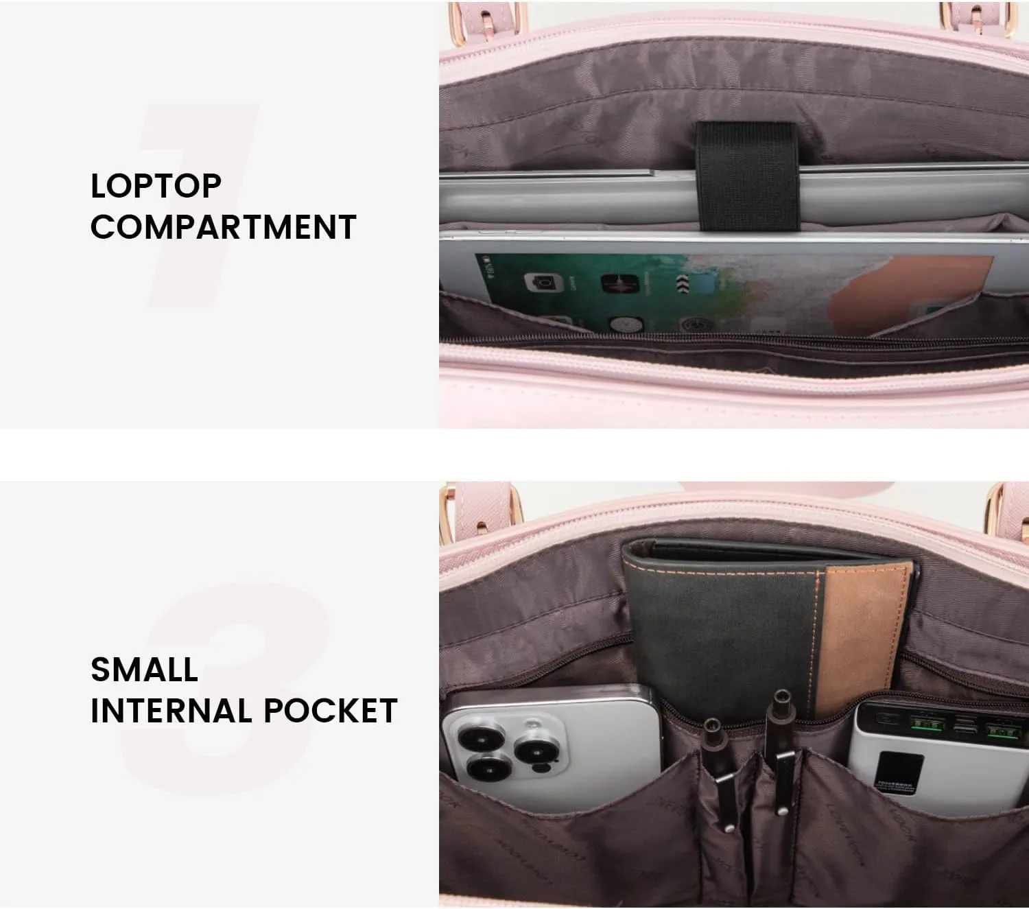 LOVEVOOK 17.3-inch Laptop Bag for Women, Large Capacity Travel Tote Bag with Clutch Purse 2PCs Set, Professional Business Computer Work Bag, Leather Shoulder Briefcase for Office Lady, Brown