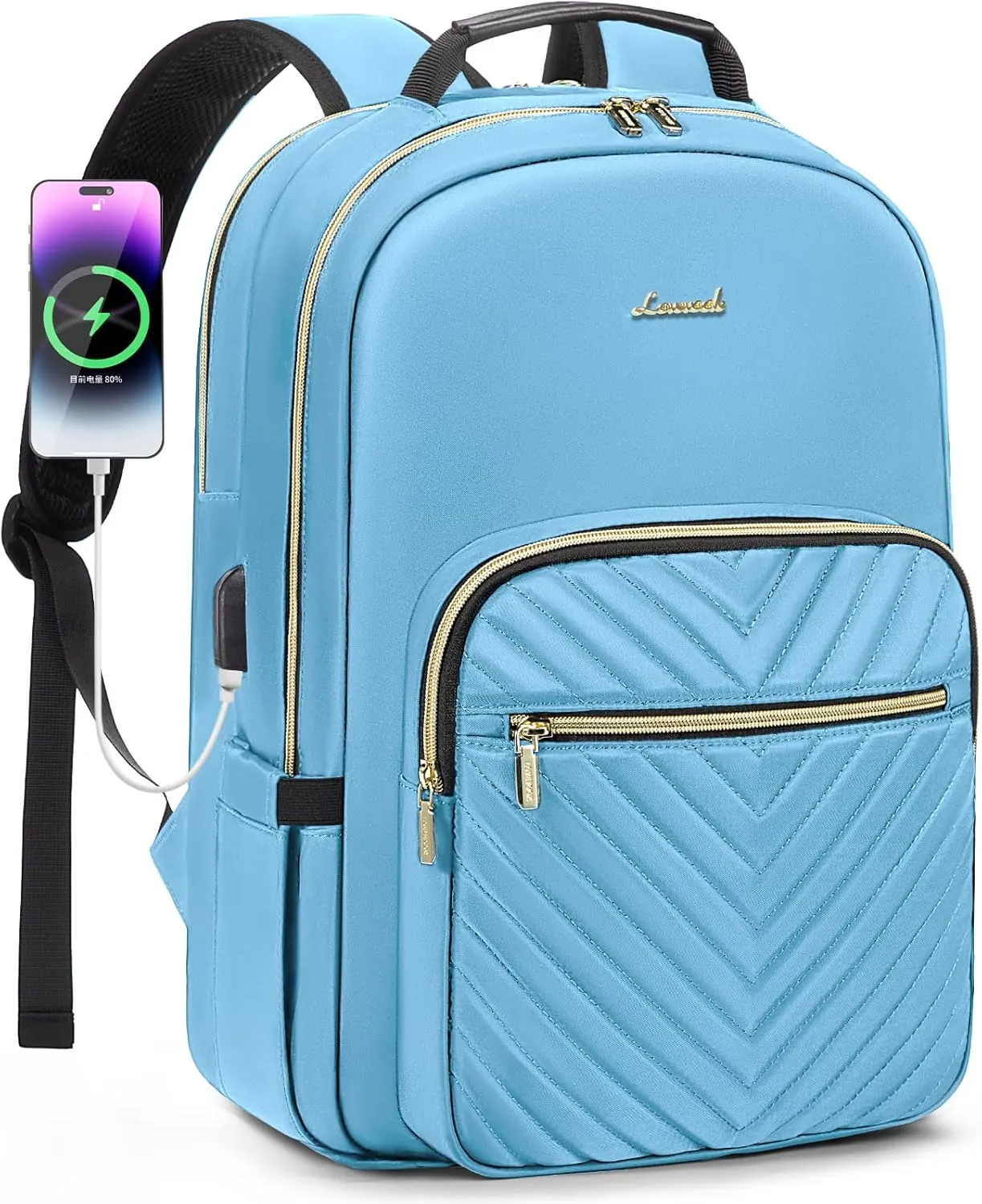 LOVEVOOK Laptop Backpack for Women 15.6 inch,Cute Womens Travel Backpack Purse,Professional Laptop Computer Bag,Waterproof Work Business College Teacher Bags Carry on Backpack with USB Port,Angel Blue