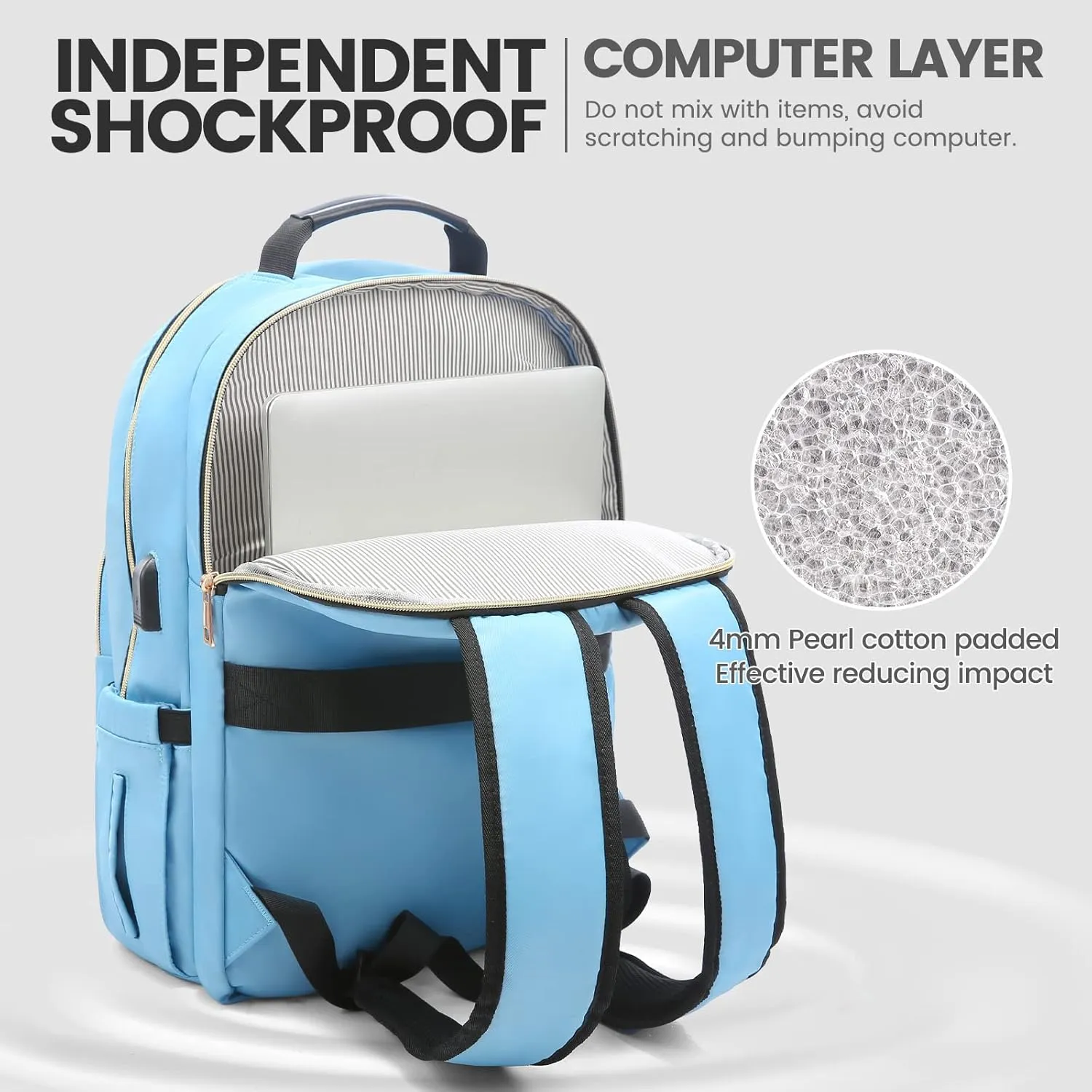 LOVEVOOK Laptop Backpack for Women 17.3 inch,Cute Womens Travel Backpack Purse,Professional Laptop Computer Bag,Waterproof Work Business College Teacher Bags Carry on Backpack with USB Port,Angel Blue