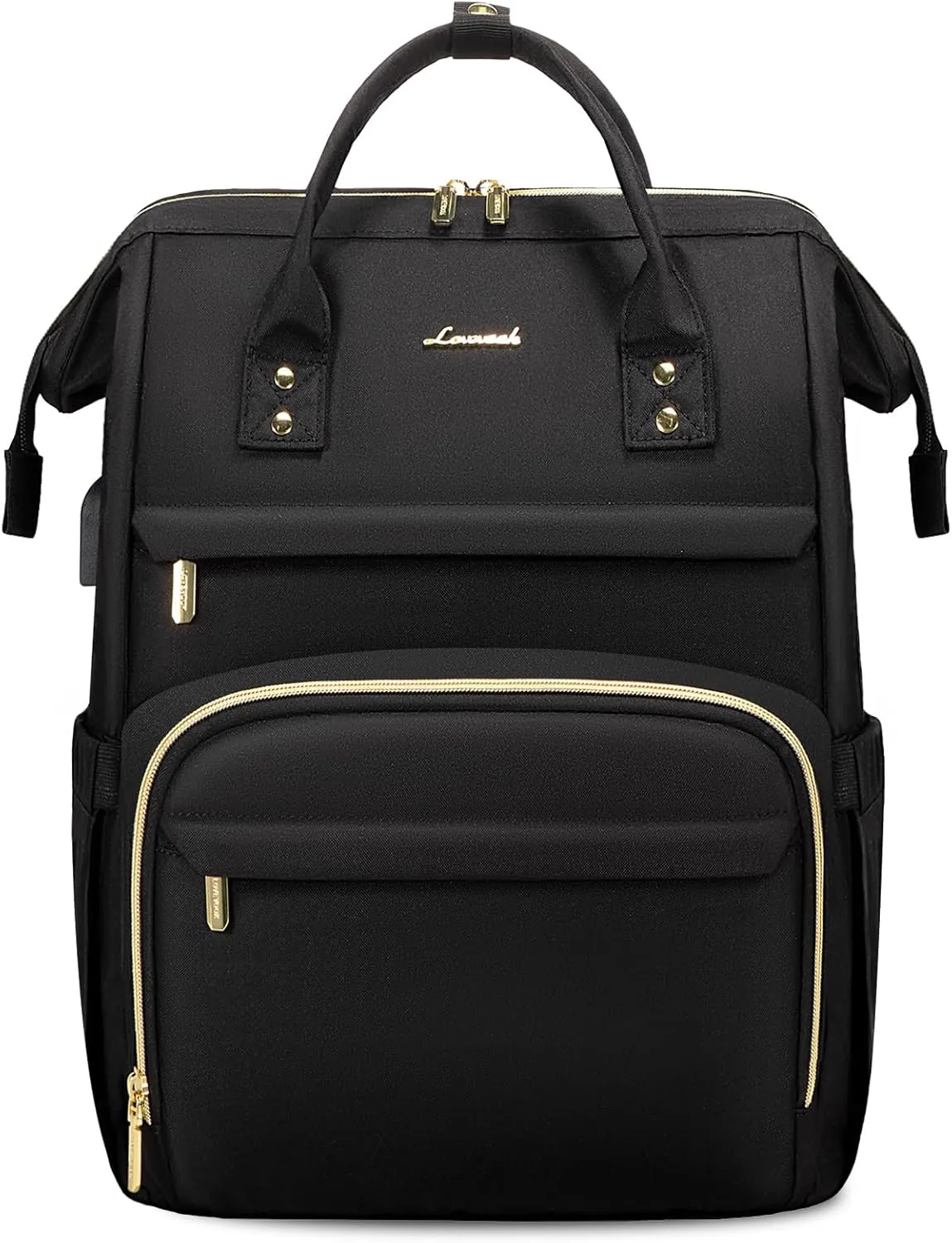 LOVEVOOK Laptop Backpack for Women,18 Inch Professional Womens Travel Backpack Purse Computer Laptop Bag Nurse Teacher Backpack,Waterproof College Work Bags Carry on Back Pack with USB Port,Black