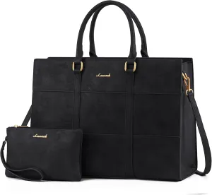 LOVEVOOK Laptop Bag for Women 15.6 Inch Laptop Tote Bag Vintage Leather Work Bags for Women Professional Computer bag