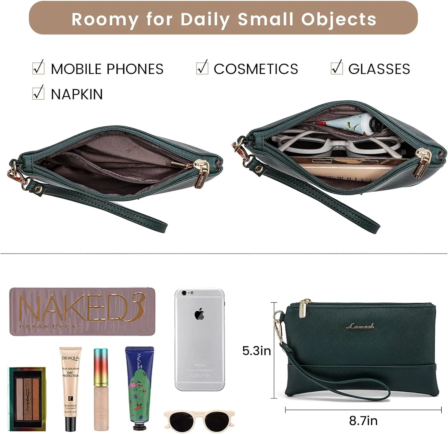 LOVEVOOK Laptop Bag for Women 15.6 Inch Tote Work Professional Leather Computer Briefcase Waterproof Handbag Shoulder Large Capacity Business Teacher Office Crossbody Purse, 131# Dark Green
