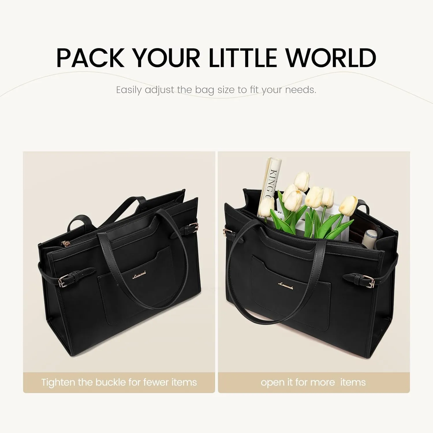 LOVEVOOK Laptop Bag for Women 17.3 Inch Laptop Tote Bag Leather Work Bags for Women Professional Computer bag