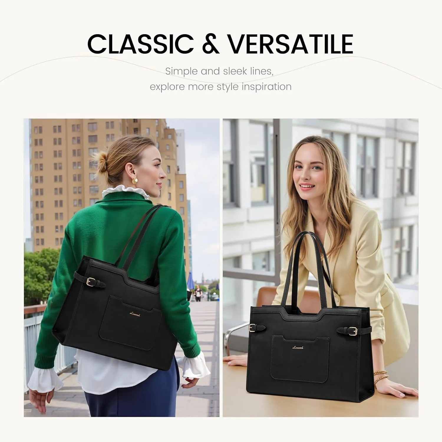 LOVEVOOK Laptop Bag for Women 17.3 Inch Laptop Tote Bag Leather Work Bags for Women Professional Computer bag