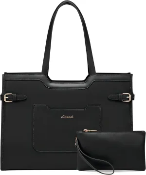 LOVEVOOK Laptop Bag for Women 17.3 Inch Laptop Tote Bag Leather Work Bags for Women Professional Computer bag