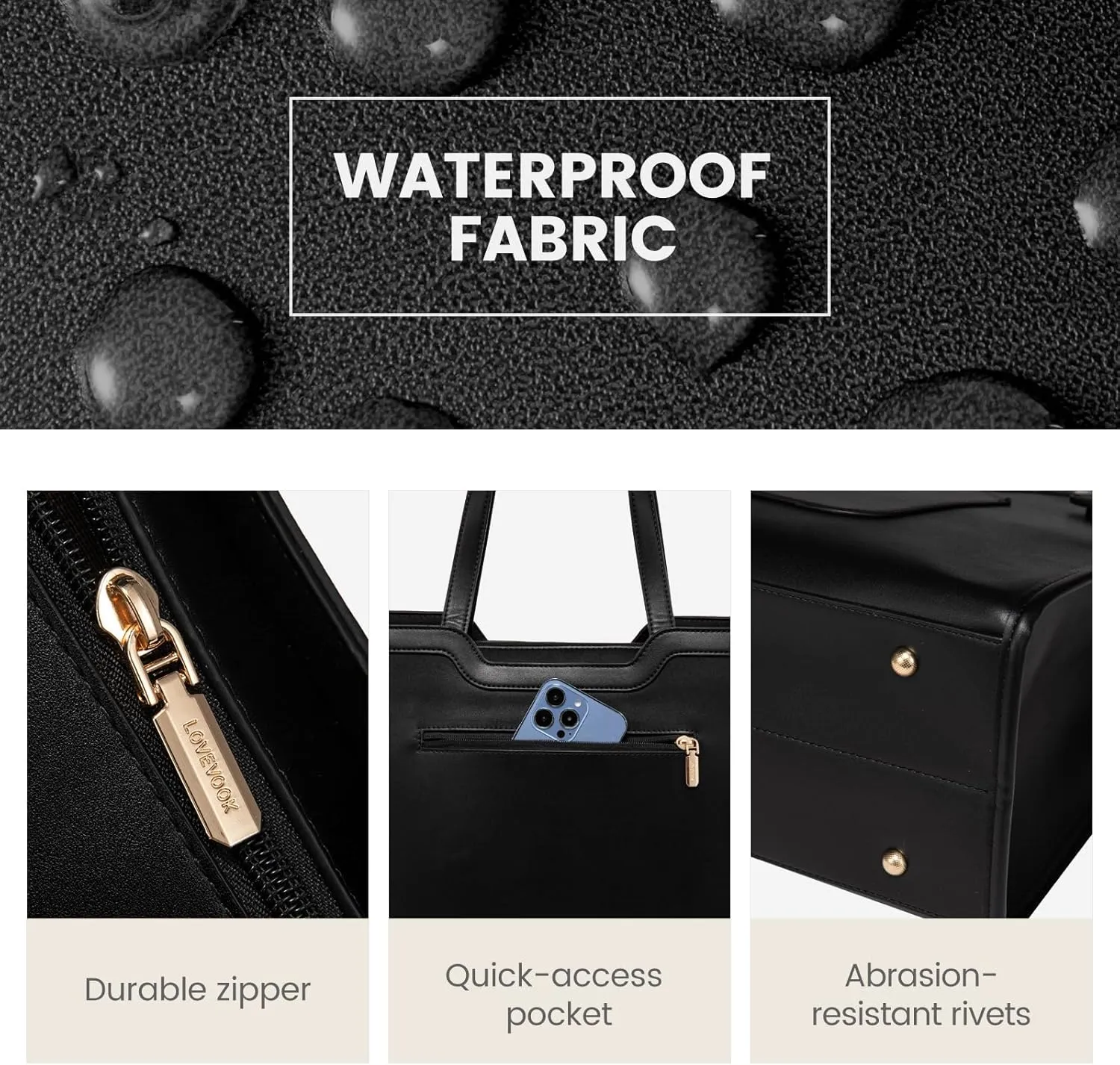 LOVEVOOK Laptop Bag for Women 17.3 Inch Laptop Tote Bag Leather Work Bags for Women Professional Computer bag